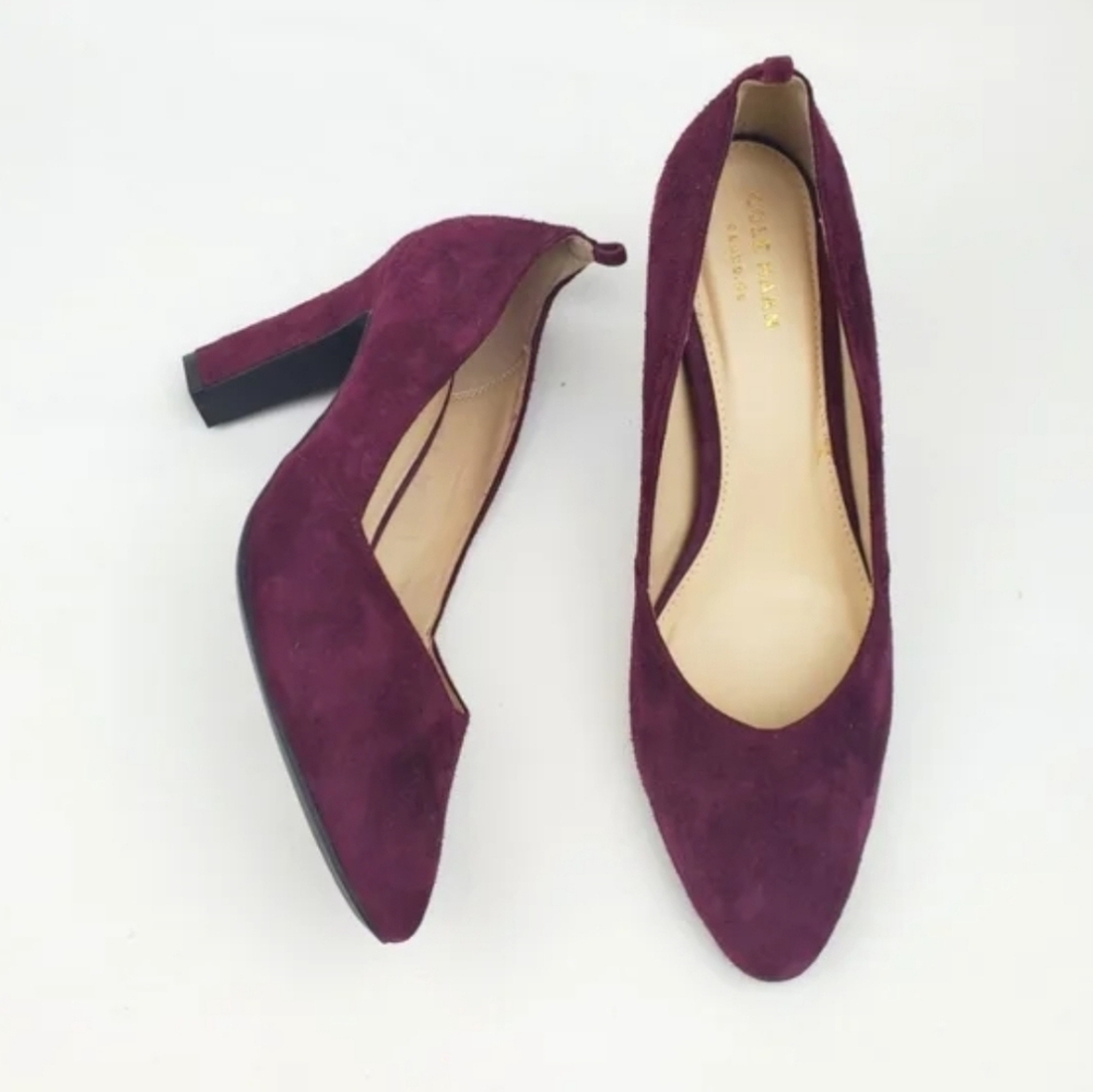 Cole Haan Grand O.S Burgundy suede chunky heel pumps size 7B